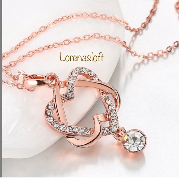 18k Rose Gold Plated Heart Necklace - Picture 1 of 3